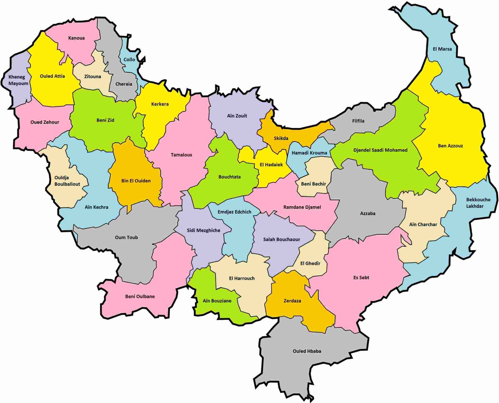 Carte des Communes de la Wilaya de Skikda