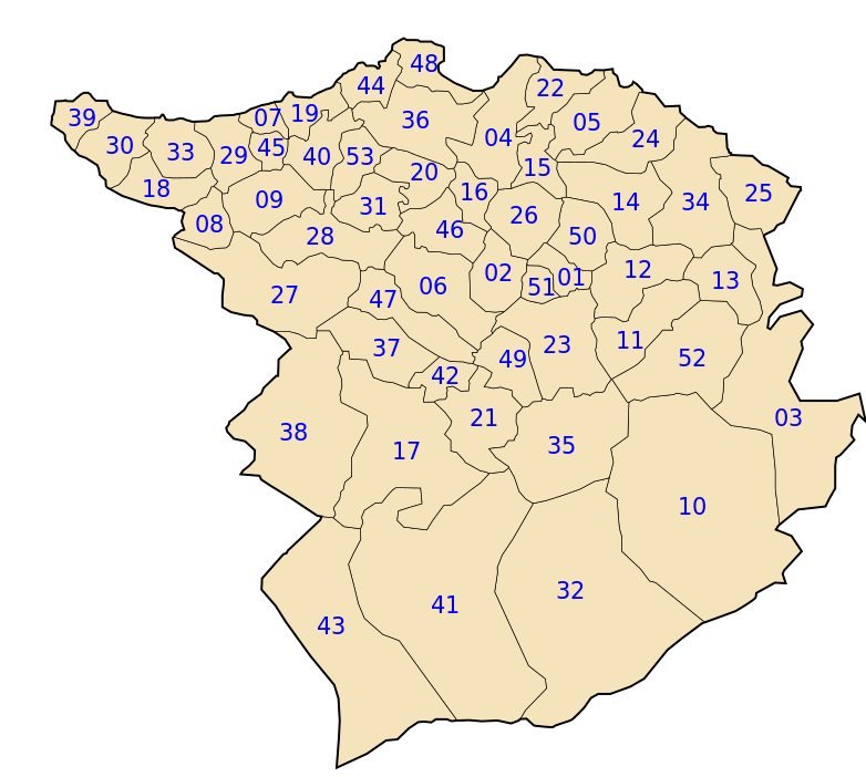 Carte des Communes de la Wilaya de Tlemcen