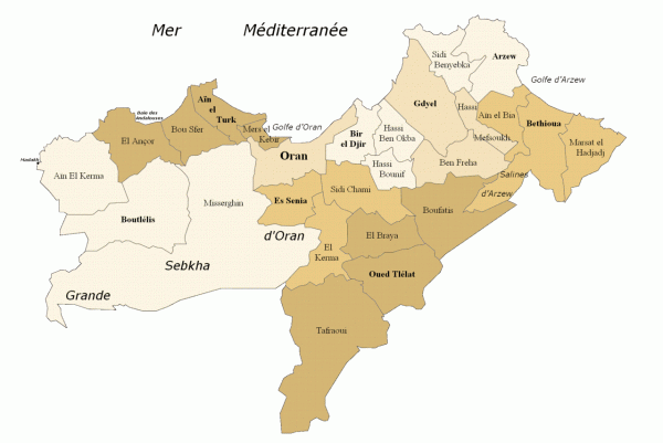 Carte des Communes de la Wilaya d'Oran