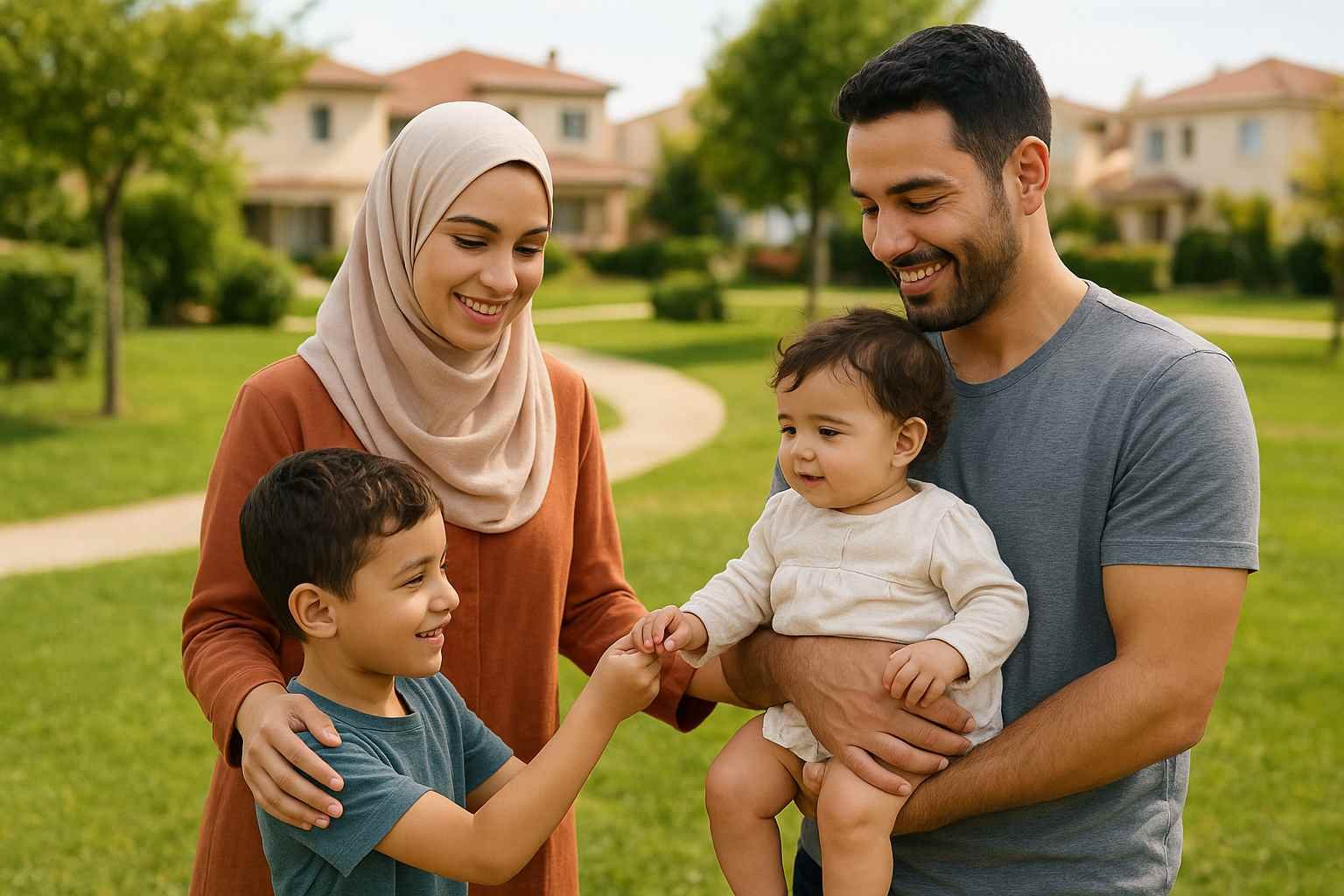 Scène familiale, Jeunes parents avec enfants