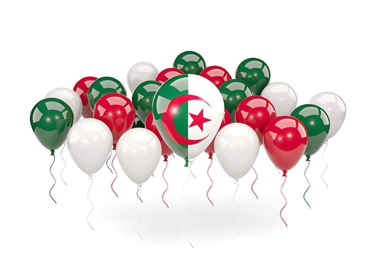 Drapeau de l’Algérie avec ballons