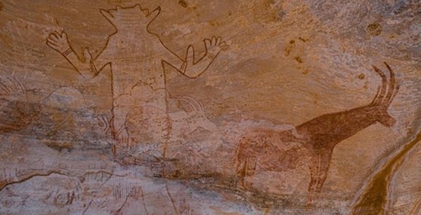 Peintures rupestres préhistoriques du Tassili N'Ajjer sur la roche