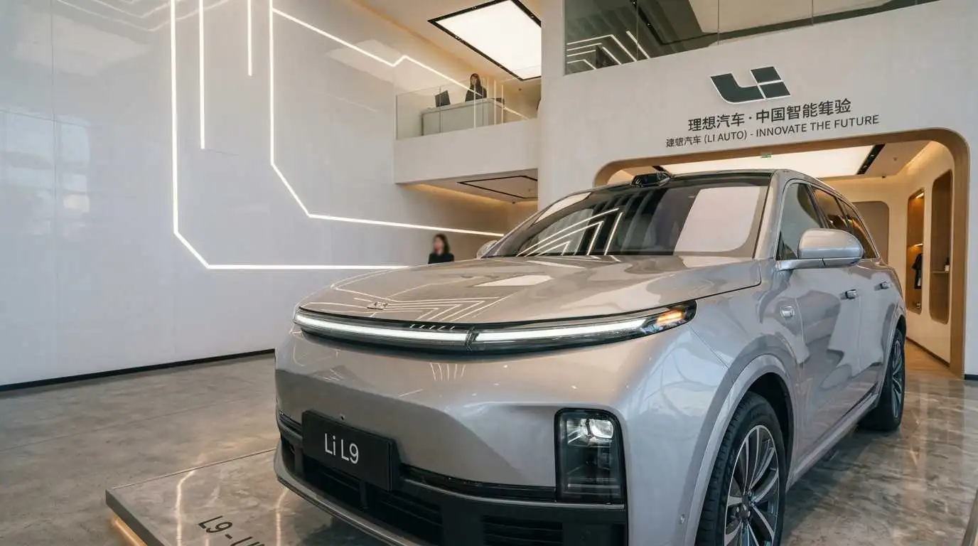 Illustration fictive représentant une voiture chinoise en Algérie de type SUV moderne exposée dans une concession.