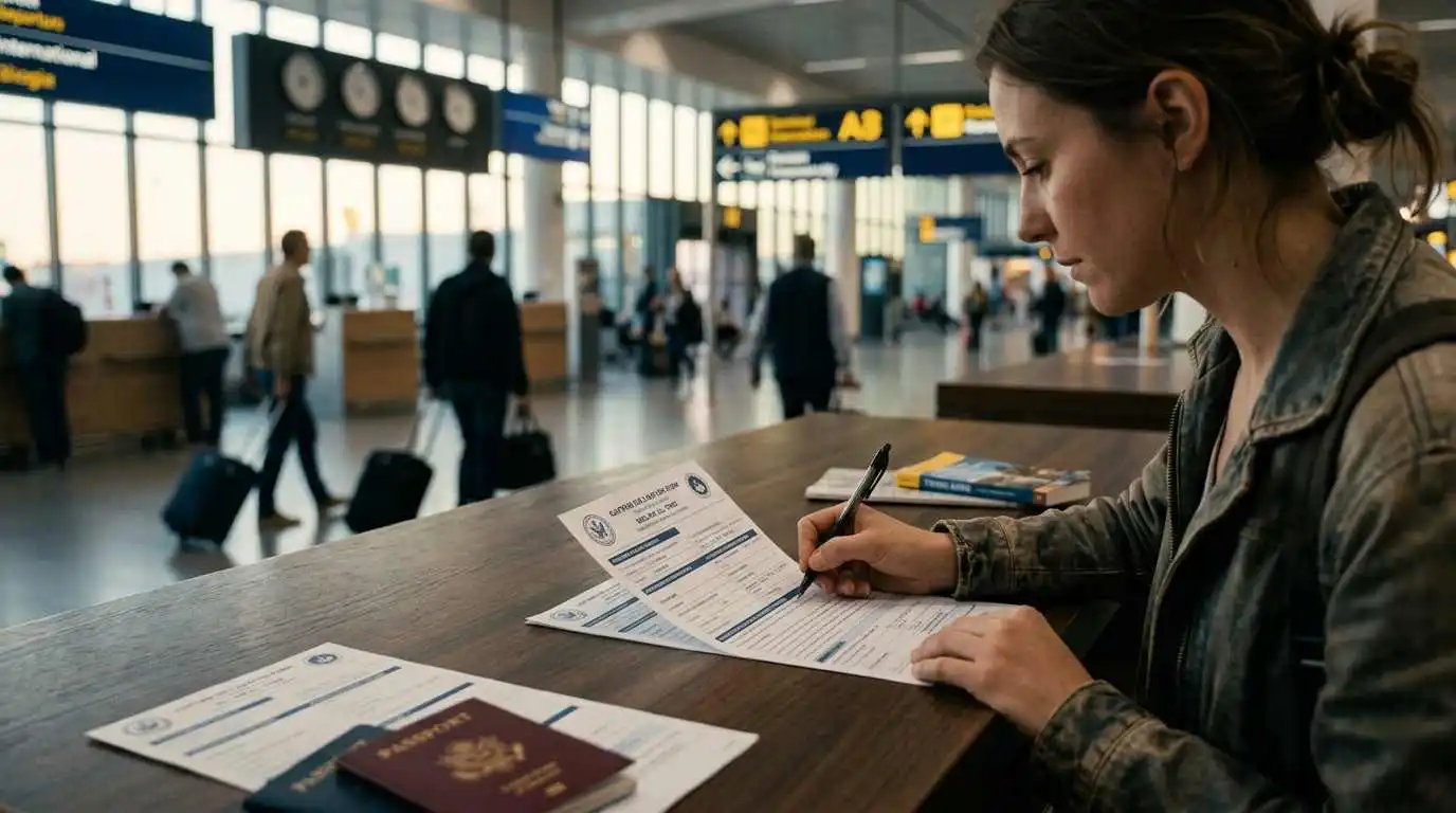 Formulaire de déclaration douanière à l'aéroport d'Alger