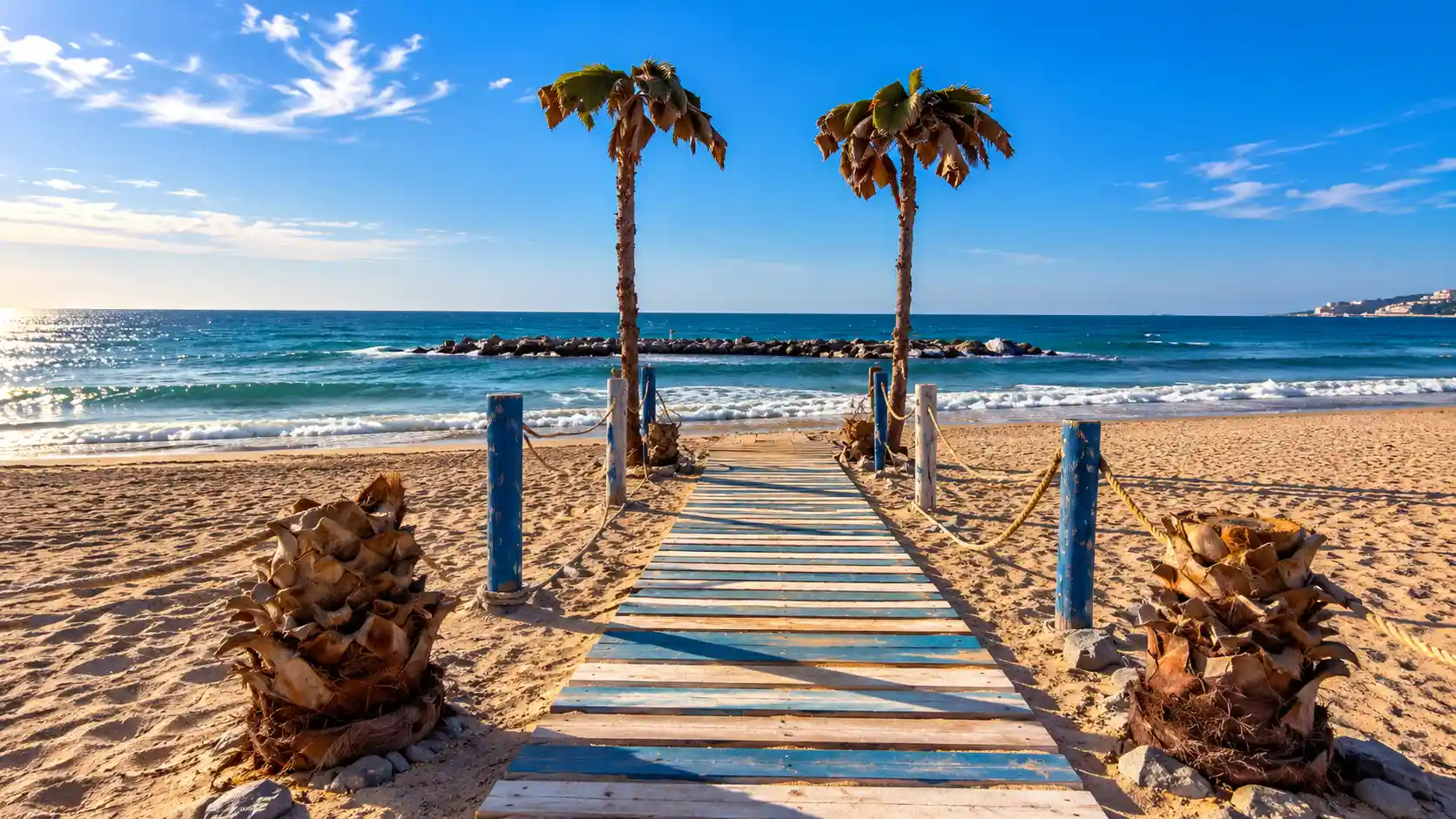 Palm Beach à Staouéli, plage de sable devant les hébergements touristiques de l’ouest d’Alger