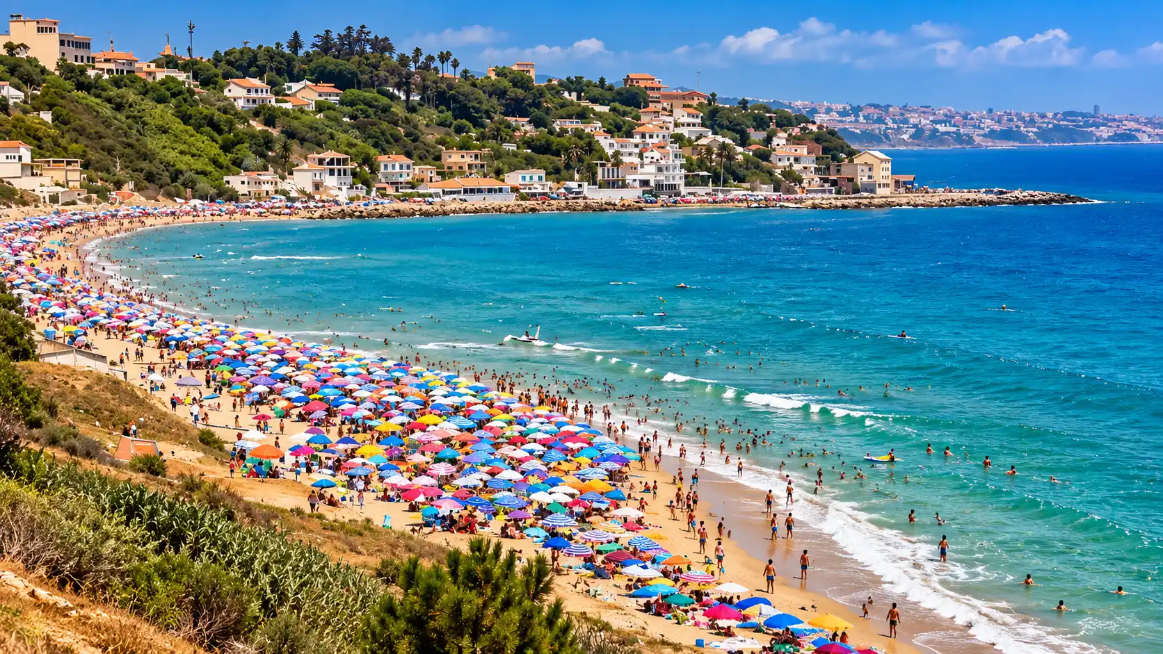 Plage de Terfaïa dite Les Canadiennes à Aïn Taya, sable et mer Méditerranée dans la wilaya d’Alger